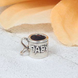 Baby Mug Cup Vintage Solid Sterling Silver Charm Bracelet Charm